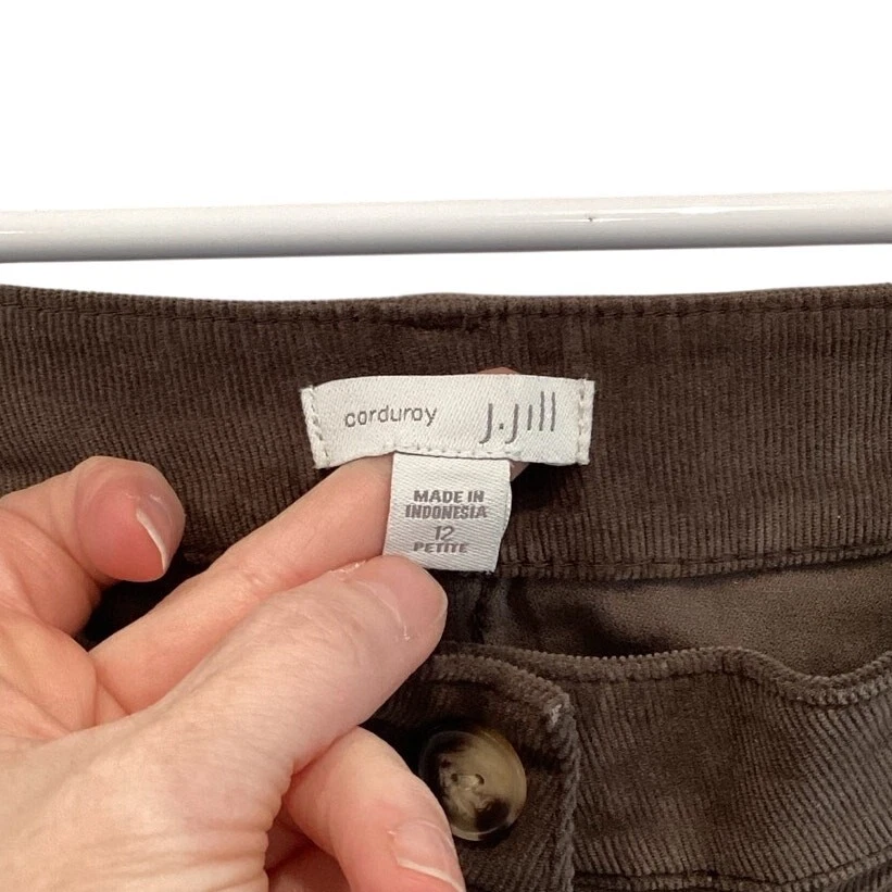 J.Jill Womens Bootcut Corduroy Pants 12P 12 Petite Mousse Brown Casual Fall Work - Image 2 of 4