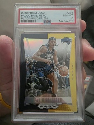 2023-24 Panini Prizm Deca - Paolo Banchero Black Gold - Bookend 1/5 Magic PSA 8