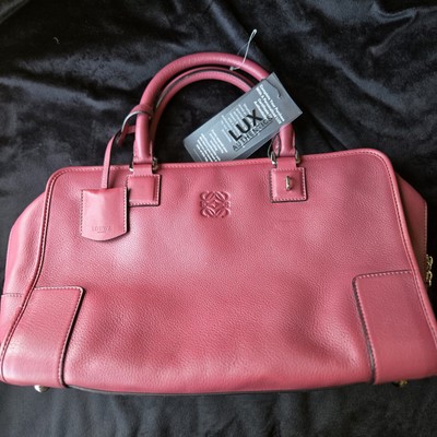 Auth Loewe Amazona Red Leather  Two Way Bag W/Dustbag SK030035