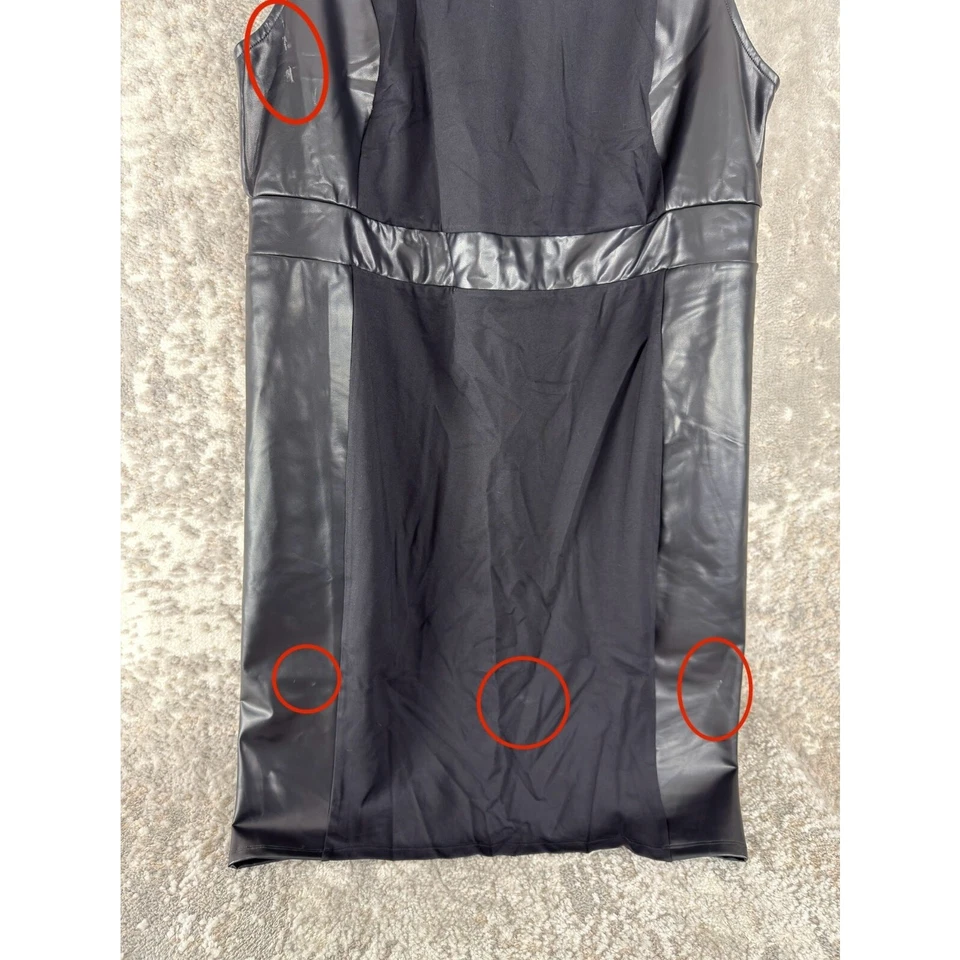 Vestido Torrid Talla Grande 22 Imitación Cuero Midi Cambio Negro Sin Mangas Cuello Redondo Foto 2 de 4