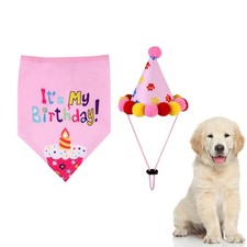 Kit de Cumpleaños para Cachorro Perro Fiesta Decoraciones Sombrero para Mascota Pequeña Babero