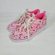 Heelys Roller Skate Shoes Sneakers Youth Size 6 Lace Up Pink Rainbow Doodle