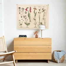 Botanical Illustration, Crocus Lithograph, Antique Image, Indoor wall tapestry