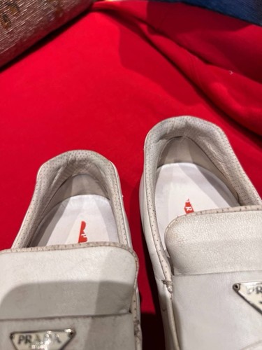 PRADA Men's Triangle Logo Penny Loafers Dress Shoes Slip On VTG Sport Red Tab - Picture 9 of 24