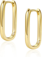 925 Sterling Silver Hoop Earrings for Women Trendy Small Square Hypoallergenic 1