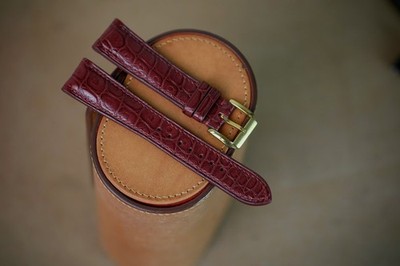 Handmade red bordeaux watch strap watch band size 20/16 (or any size)