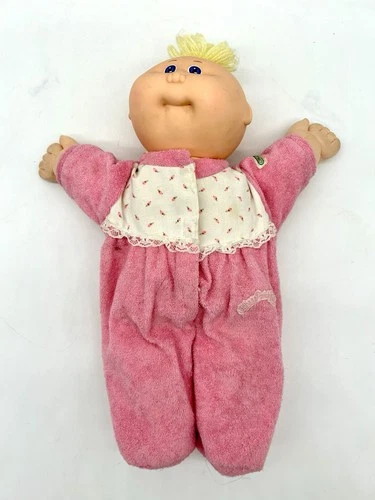 Vintage 1982 Cabbage Patch Kid Preemie Blonde Hair Tuft Blue Eyes With Outfit