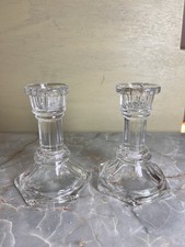 Clear Glass Candle Stick Holders 4  