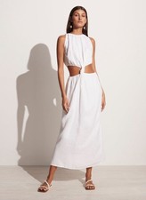 Faithfull The Brand Zeta Cutout Sleeveless Linen Maxi Dress White M