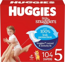 Huggies Size 5 Little Snugglers Baby Diapers 104 Ct 27 lbs Leak Protection