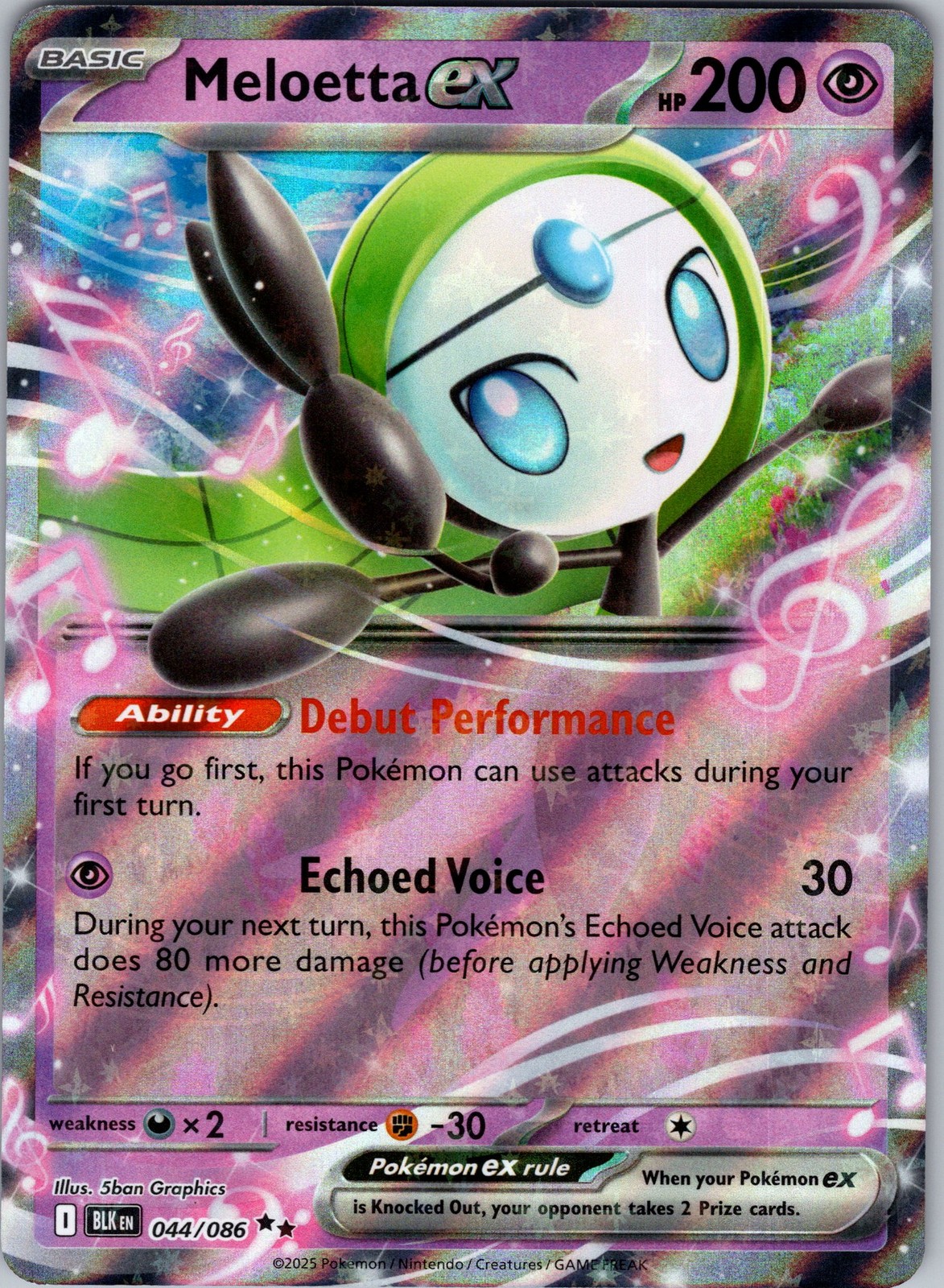 Meloetta ex 044/086 SV: Black Bolt Holo Pokemon TCG NM