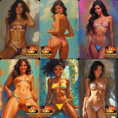   PixieHemp AI Bikini Babes   Premium Sticker Set (9 Pack) | 3x2 Vinyl