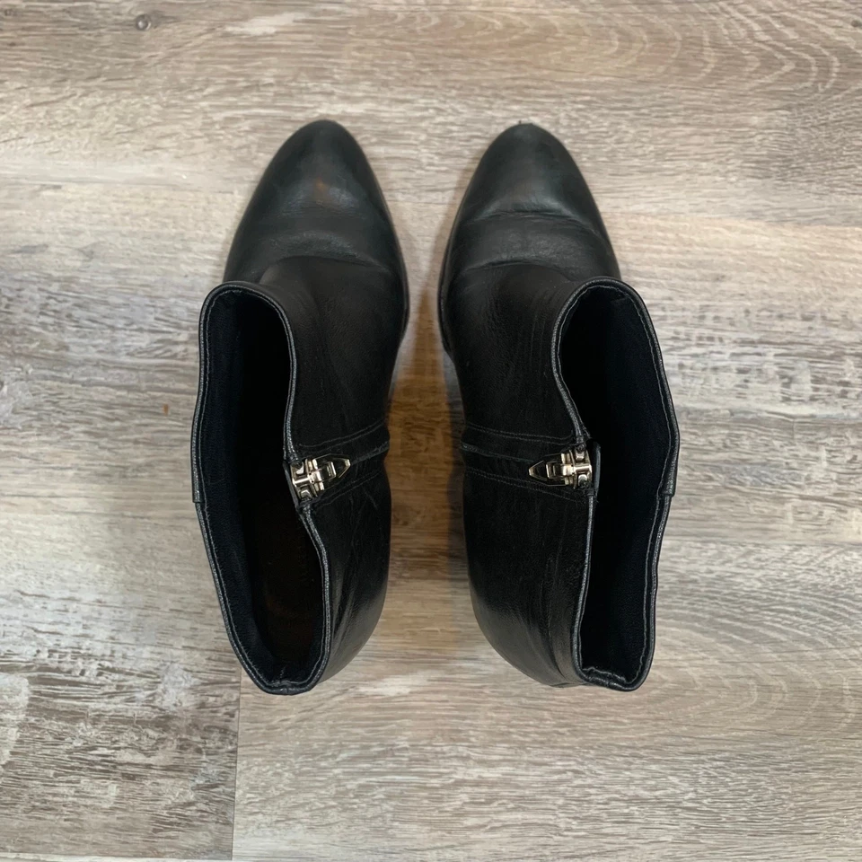 Alexander Wang Gabi Botines de Cuero Negro 6.5 Plata Recortado Tacón Botines Foto 3 de 4