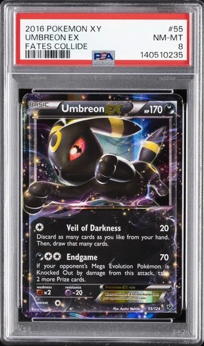 2016 POKEMON XY FATES COLLIDE #55 UMBREON EX PSA 8