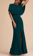 Anthropologie BHLDN Lena Flutter Sleeve Jersey Open Slit Maxi Bridesmaid Gown