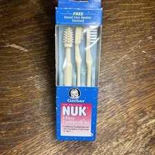 Vintage 1997 Gerber Nuk 3-piece Toothbrush Set Infant Child Massager