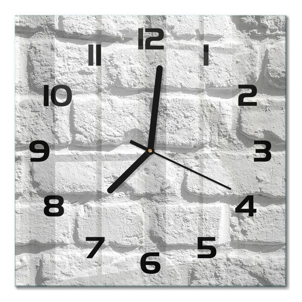 Glasuhr Aus GehäRtetem Glas Glas-Wanduhr Backsteinwand Schwarze Zeiger 30X30 Cm-image