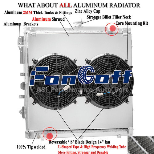 2 Row Aluminum Radiator+Shroud Fan For 2007-2014 Toyota Tundra 4.0L V6