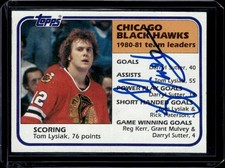 1981-82 TOPPS HOCKEY AUTOGRAPH #49 TOM LYSIAK D. 2016 BLACKHAWKS AUTO NM-MT COND