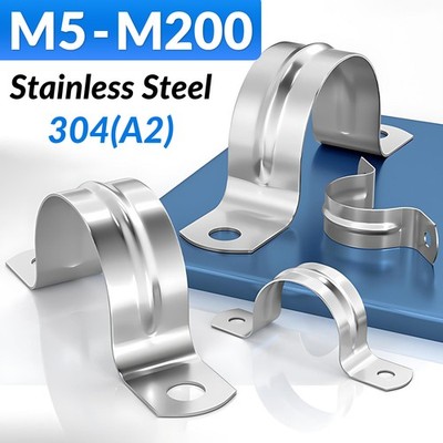304 Stainless Steel Tube Clip Plumbing Pipe Saddle U Strap Clamp Bracket M5-M200