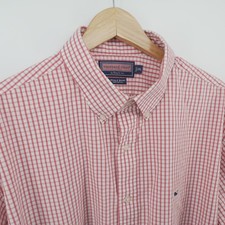 Vineyard Vines Button Down Shirt Mens XXL Red Gingham Whale Shirt Cotton LS