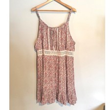 Wallflower Floral Paisley Festival Boho Crochet Lace Smocked Sun Dress Plus 2X