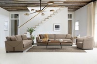 Sofagarnitur 331 Sitzer Sessel Dreisitzer Modern Stoff Beige Set 3Tlg