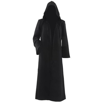 Men's Large Black Hooded Robe Wizard Costume Knight Cape Costume Hooded Robe