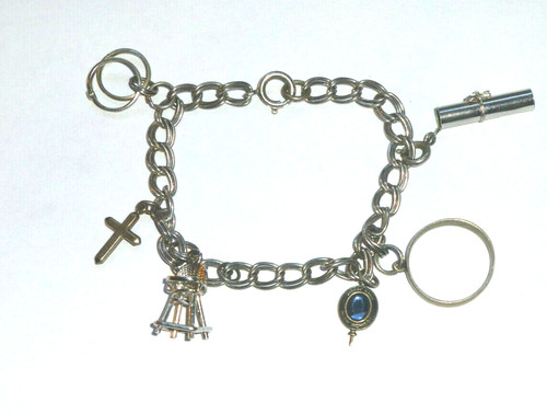 Vintage .925 Sterling Silver Charm Bracelet & Six Charms