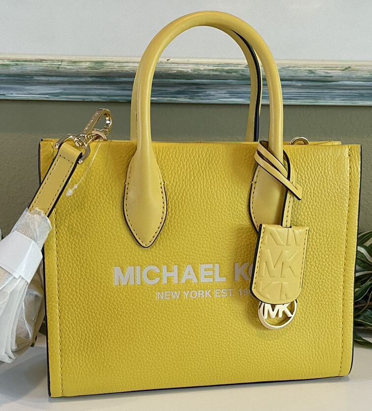 BOLSO BANDOLERA MICHAEL KORS MIRELLA PEQUEÑO SHOPPER TOP CREMALLERA CUERO AMARILLO
