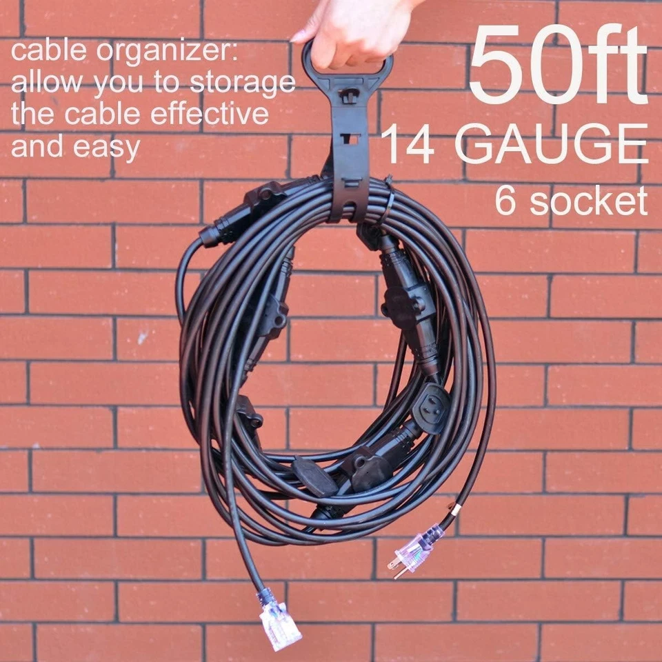 7-Outlet 50FT 14 Gauge Outdoor Power Cord – Ideal for Holiday Lighting & Events - Image 4 of 4