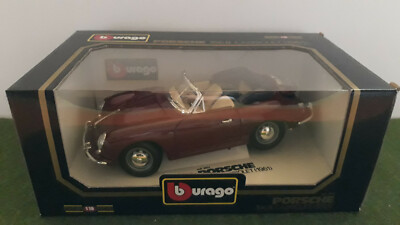 Burago Miniature à l'échelle 1/18 - Porsche 356B Cabriolet 1961 - Rouge-NIB - France