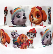 GROSGRAIN RIBBON 5/8", 7/8" , 1.5" , 3" Paw Patrol Cartoon Dogs Pets Printed