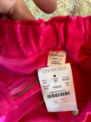 NEW CREWCUTS J. Crew GIRLS HOT PINK CORDUROY PANTS Stretch SIZE 10 NWT - Picture 4 of 6