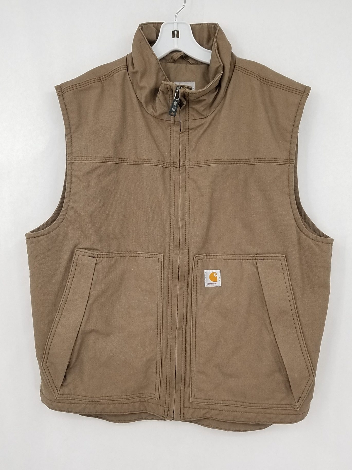 Carhartt Men's Brown Mock Neck Pockets Full Zip Quick Duck Jefferson