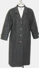 BLACK  LODEN WOOL Women Girl SHORT SLEEVES German Winter Trench Over COAT 16 L