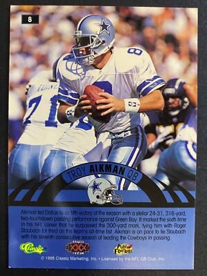 Troy Aikman 1996 Classic NFL Experience Football Card Dallas