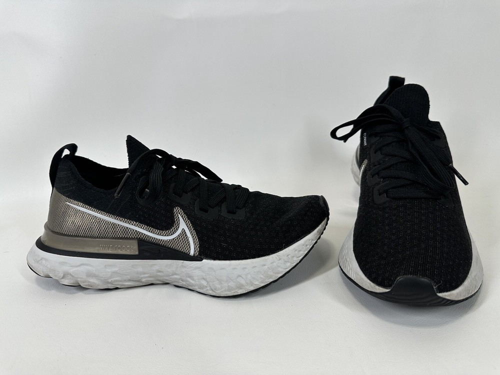 Nike React Infinity Run Flyknit Womens Running Shoes Black Gold Size 7