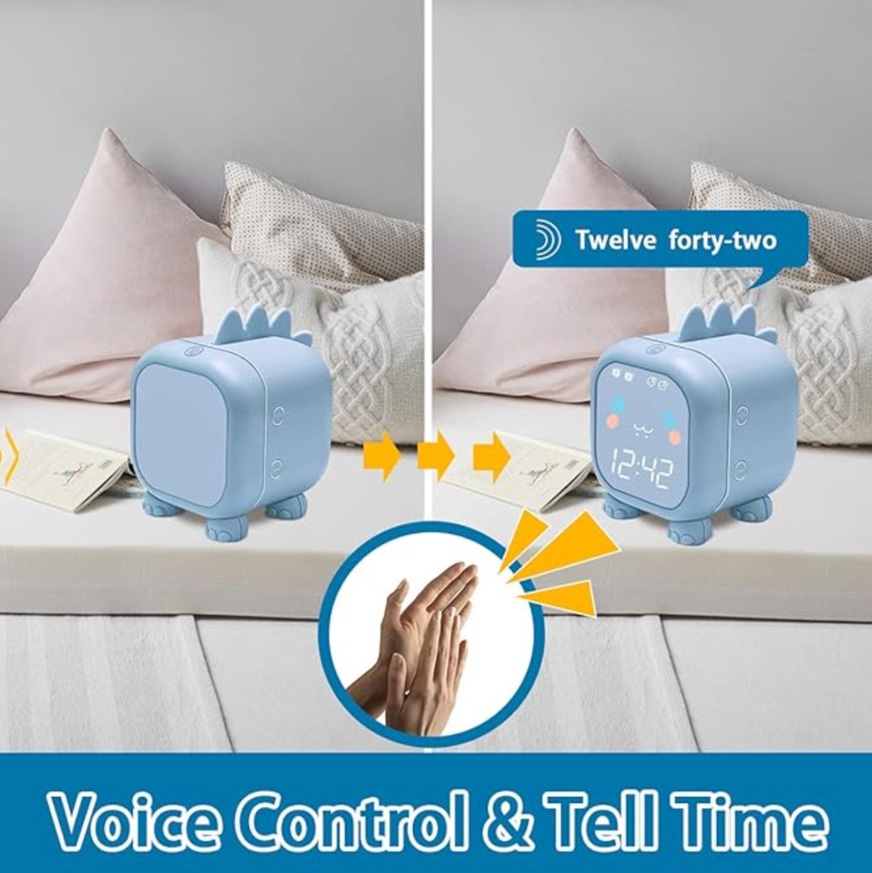 Kids Alarm Clock, Digital Alarm Clock for Kids Bedroom, Cute Dinosaur Alarm