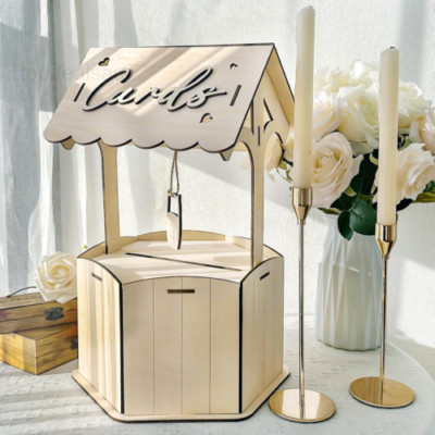 OurWarm Wishing Well Wedding Card Box for Reception, Wood Gift wood