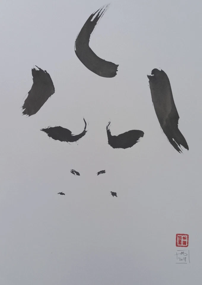 Oswald Boston encre sur papier facecalligraphy ink on paper 29,7cm/42cm - Photo 1/1