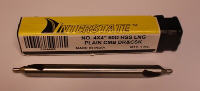 Interstate Combo Drill & Countersink: #4, 5/16  Body Dia, High Speed Steel NEW