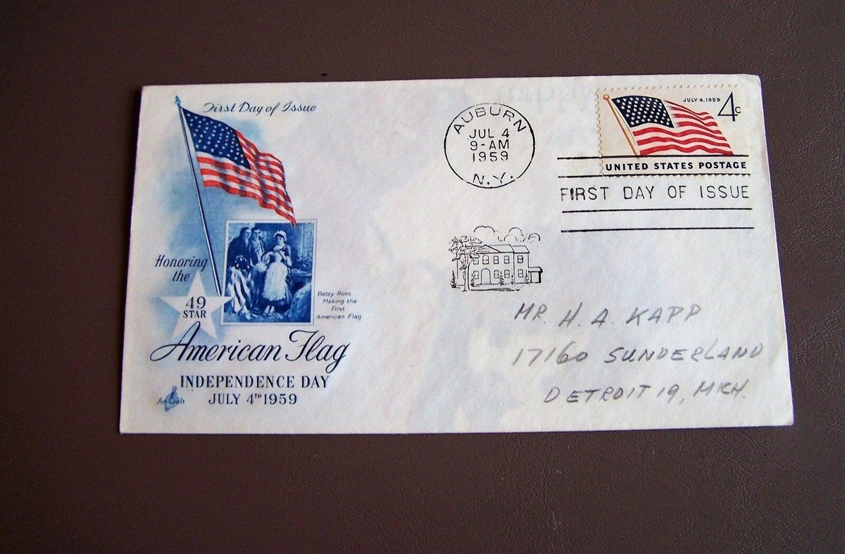 First Day of Issue 4 Cent Stamp American Flag Independence