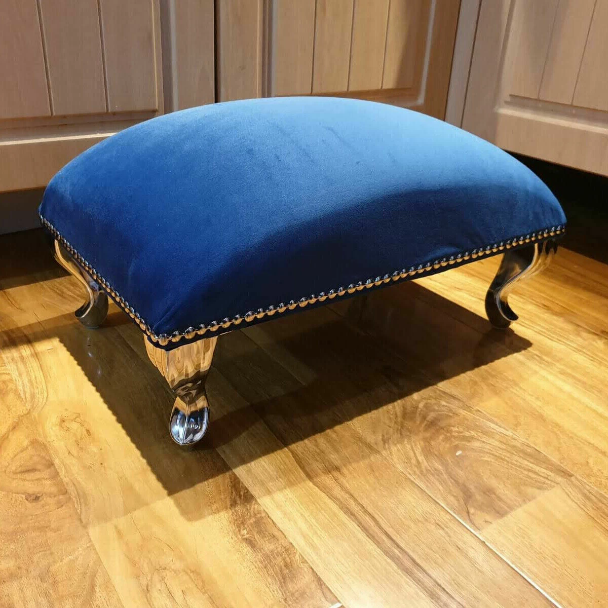 Upholstered Chesterfield Footstool Pouffe Fabric Foot Stool Seat Small  Bench