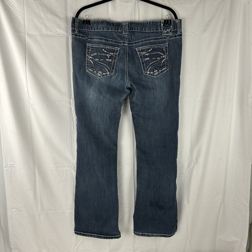 Jeans da donna blu ametista taglia 13 taglio con punto spesso ricamato - Foto 3 di 5