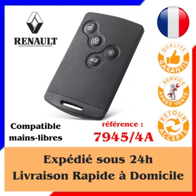 ✅Carte Clé Vierge Renault CLIO 4 et CAPTUR à Coder - Clé Avec Electronique "NEUF