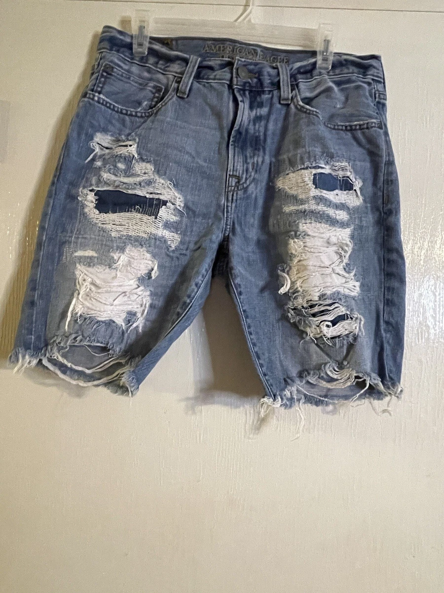 American Eagle Shorts Men 32 Cut Off Jean Ripped Faded Torn Faded Holes
