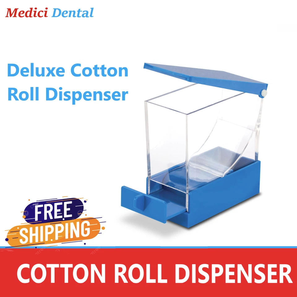 Dental Cotton Roll Dispenser Deluxe White With No-Skid Base, White Blue, Purple - Image 3 of 4