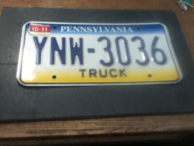 License Plate Tag Vintage Pennsylvania Truck PA YNW 3036 2011 Rustic USA