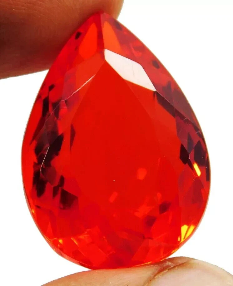 Piedra preciosa suelta 72,75 quilates grande ópalo de fuego mexicano naranja corte pera @ colgante regalo Foto 2 de 4